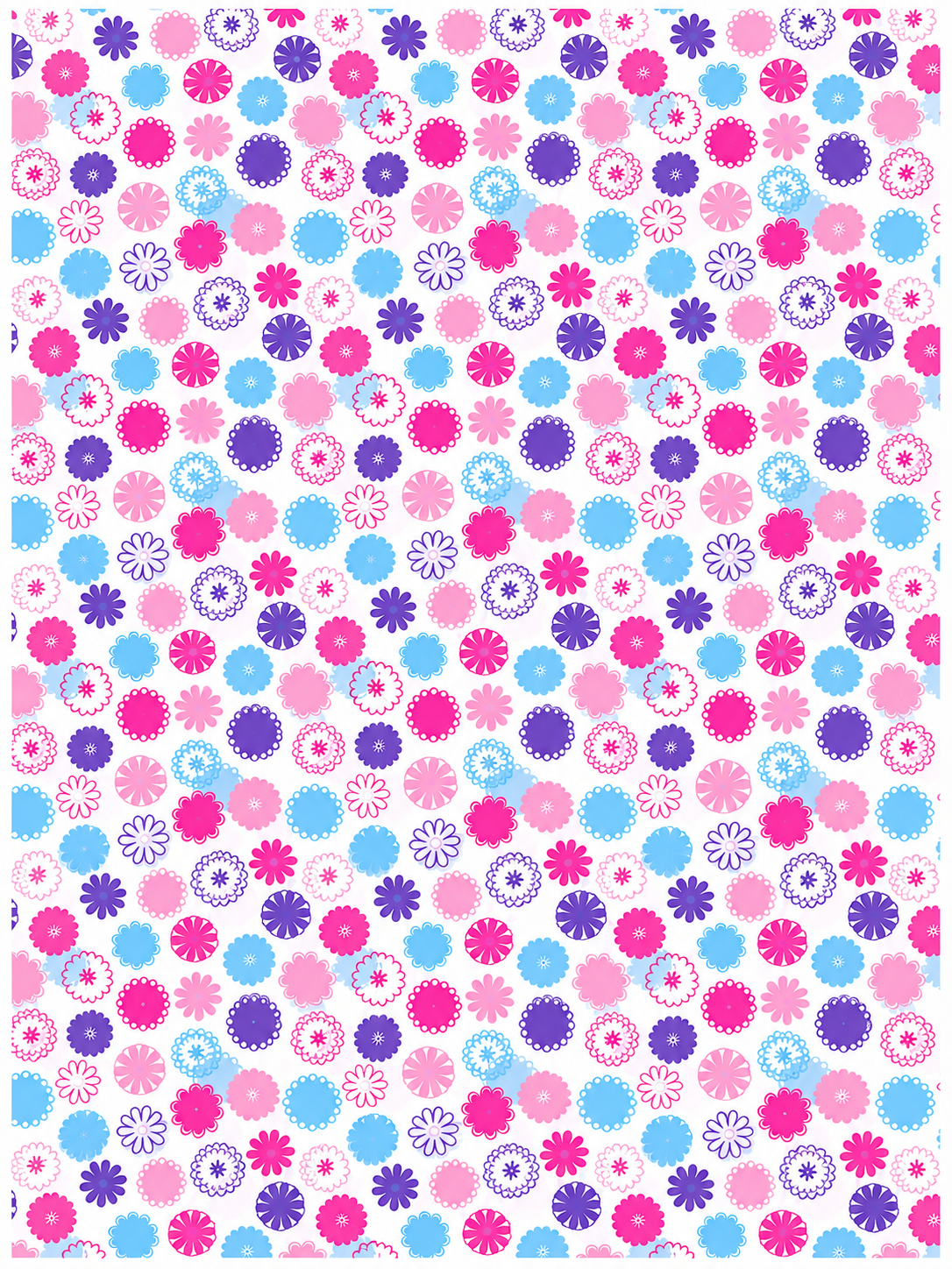 WRAPPING PAPER: PINK AND BLUE CONTEMPORARY FLOWERS