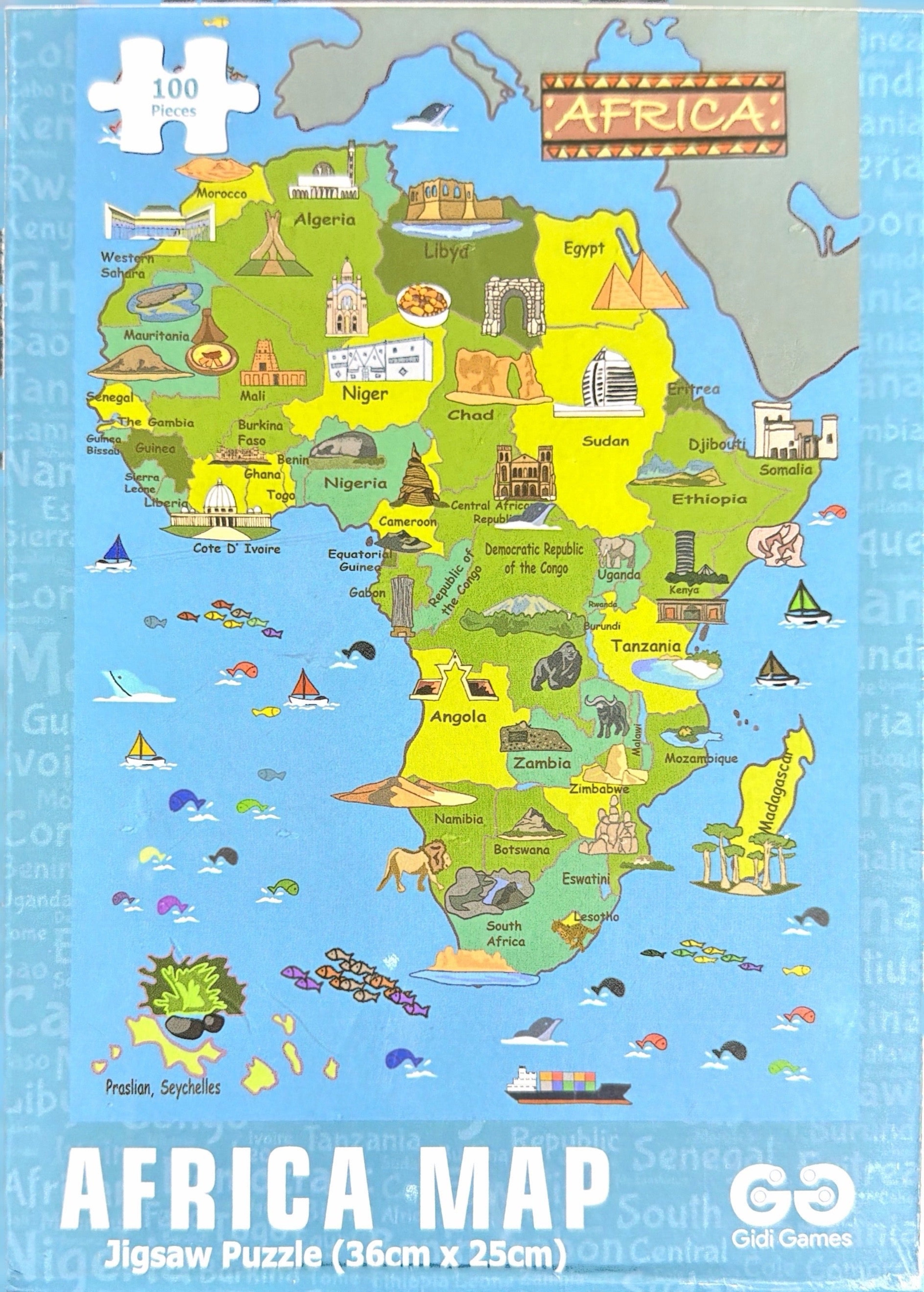 AFRICA MAP JIGSAW PUZZLE 100 PIECES