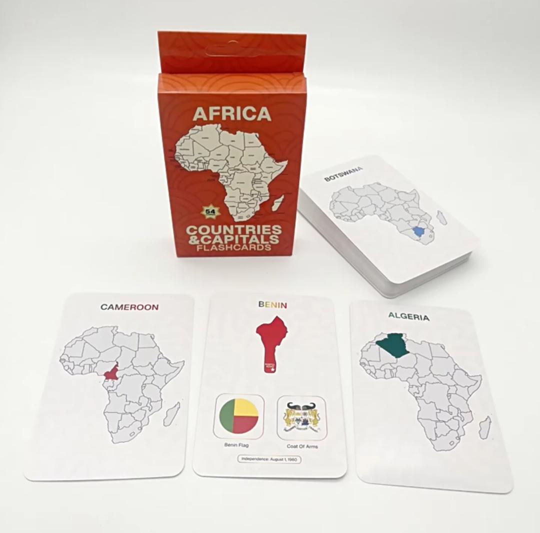 AFRICA COUNTRIES & CAPITALS FLASHCARDS: 54 CARDS