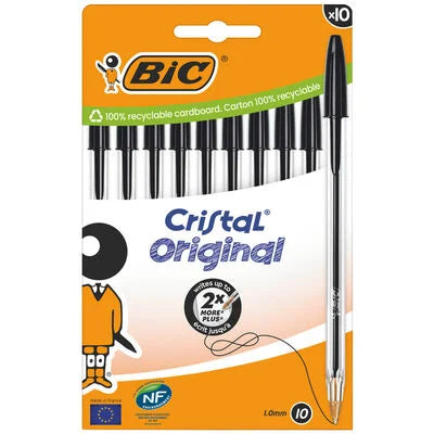 BIC CRYSTAL ORIGINAL PEN BLACK PACK OF 10