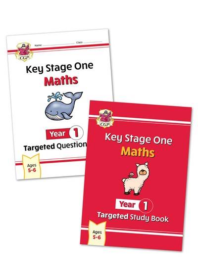 CGP KEY STAGE ONE MATHS YEAR 1 TARGETED STUDY BOOK AND QUESTION BOOK BUNDLE