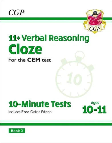 CGP 11+ VERBAL REASONING CLOZE CEM TEST 10-MINUTE TESTS B00K 1&2