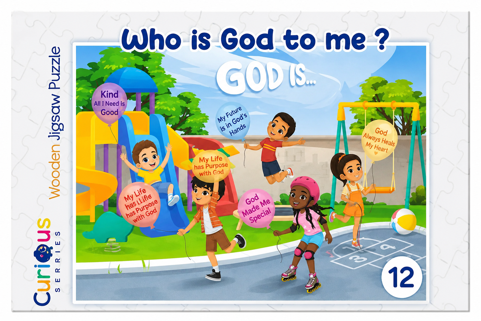 WHO IS GOD TO ME : WOODEN JIGSAW  PUZZLE 12 PIECES