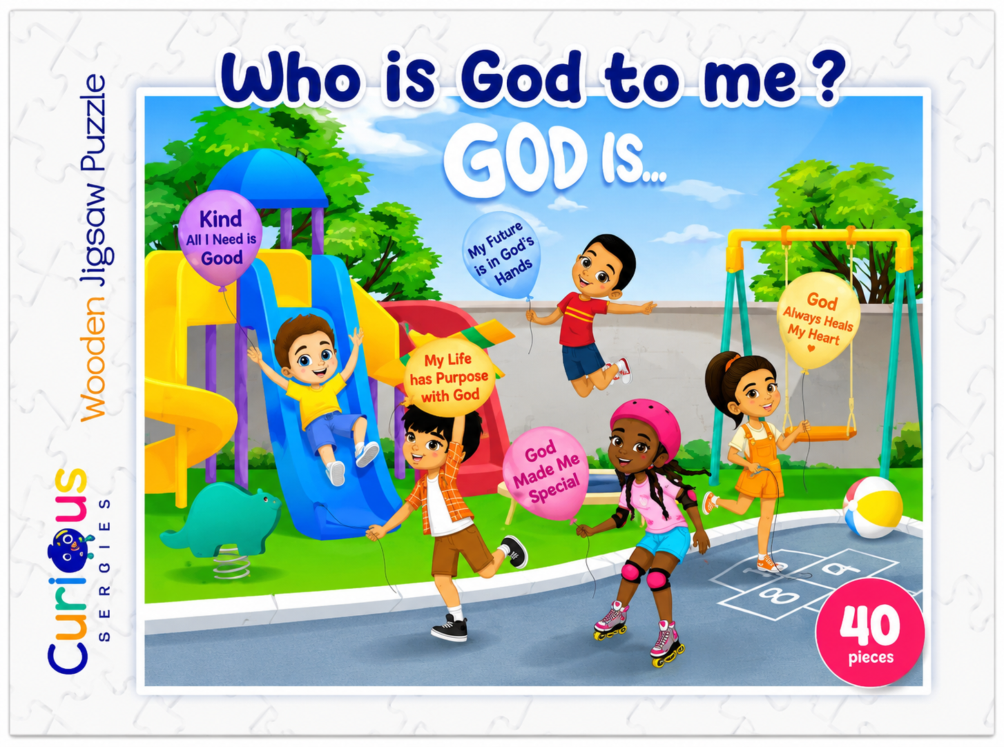 WHO IS GOD TO ME? GOD IS : WOODEN JIGSAW PUZZLE 40 PIECES