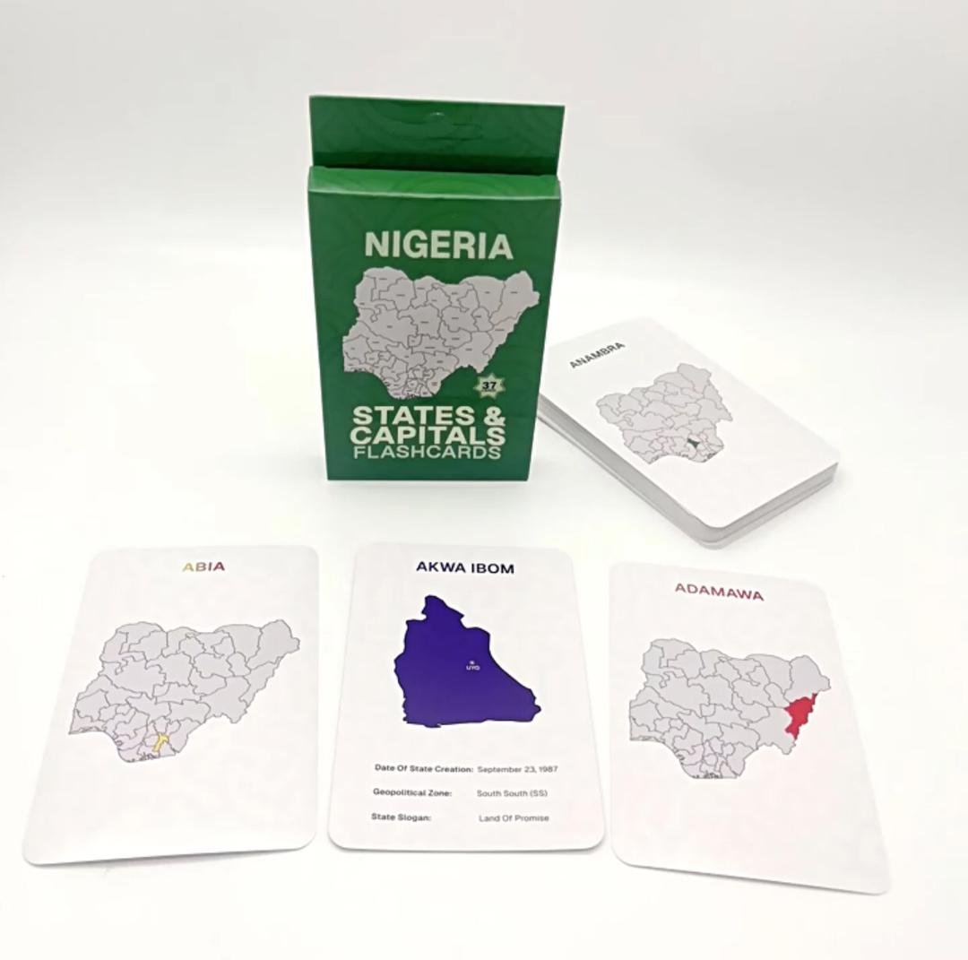 NIGERIA STATE & CAPITALS FLASHCARD 37 CARDS