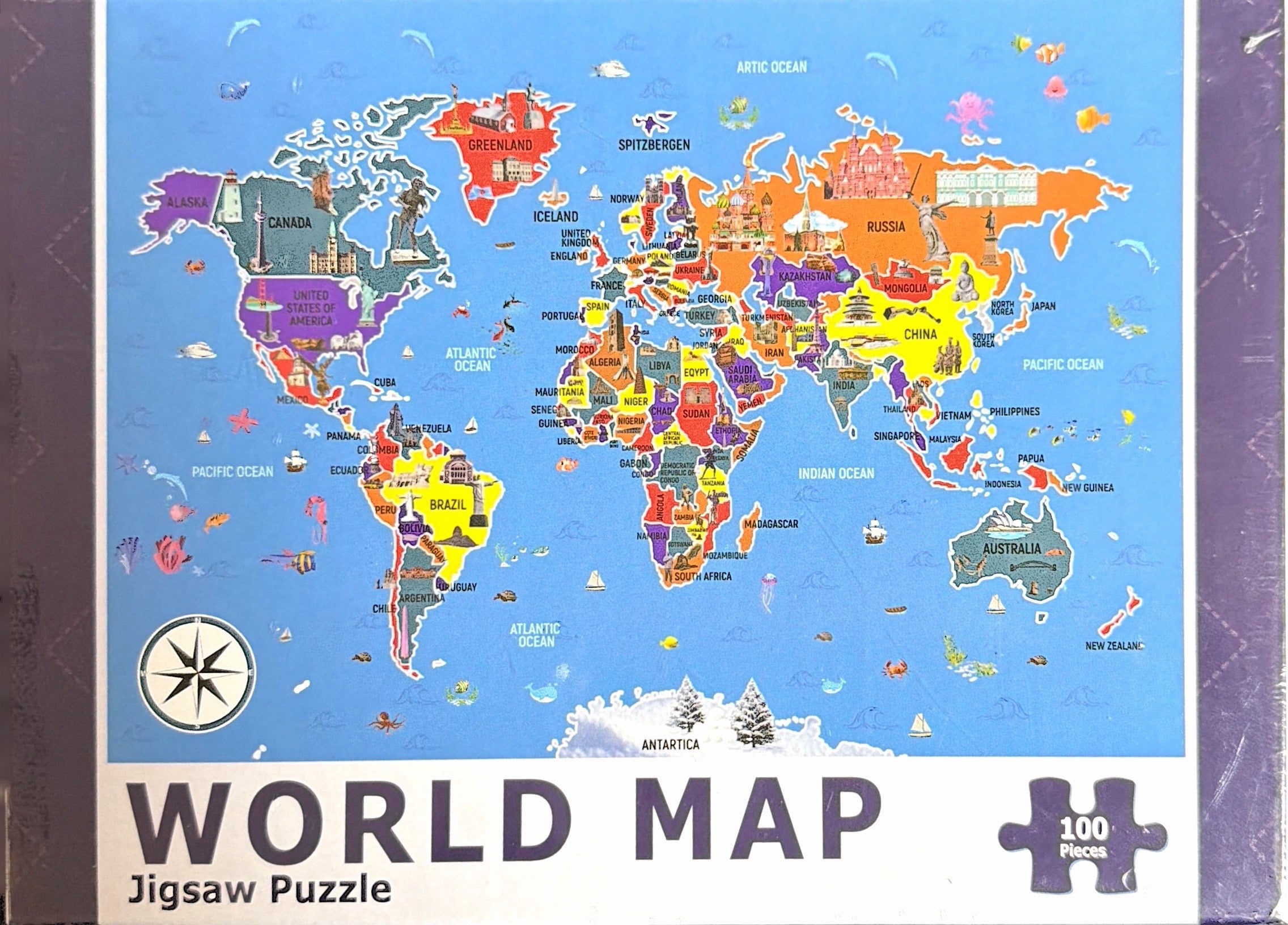 WORLD MAP JIGSAW PUZZLE 100 PIECES